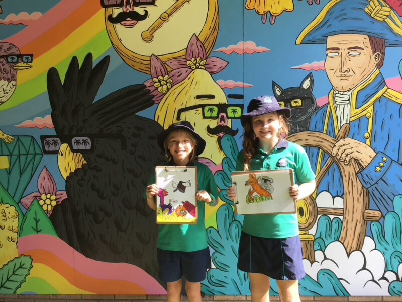 Student artists inspired by Mulga the artist at Flinders